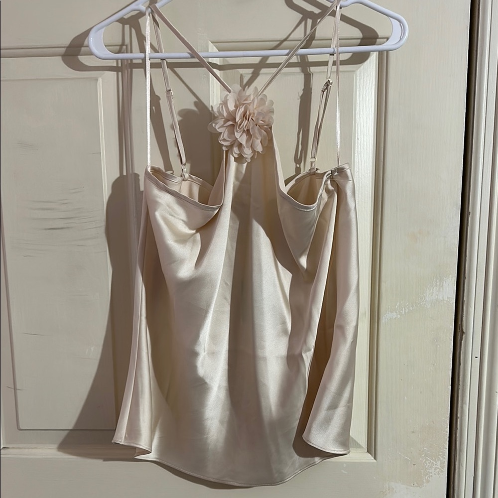 Elegant Satin Cami Top with Floral Detail